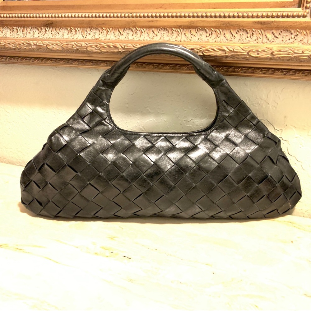 Sabrina Seala Black Leather Woven Purse Tote